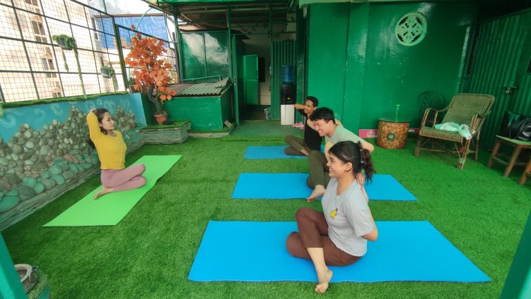 outdoor yoga class in nepal